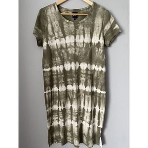 NWT! GAP Olive Green White Tie-Dye Cotton T-Shirt Dress Size Medium $59